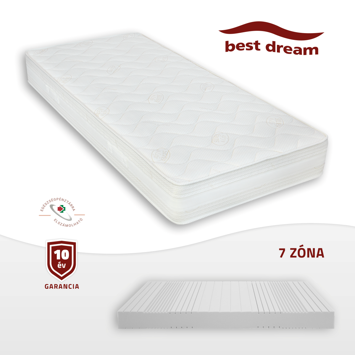 Best Dream Siglo 20 cm 7 zónás kemény hideghab matrac