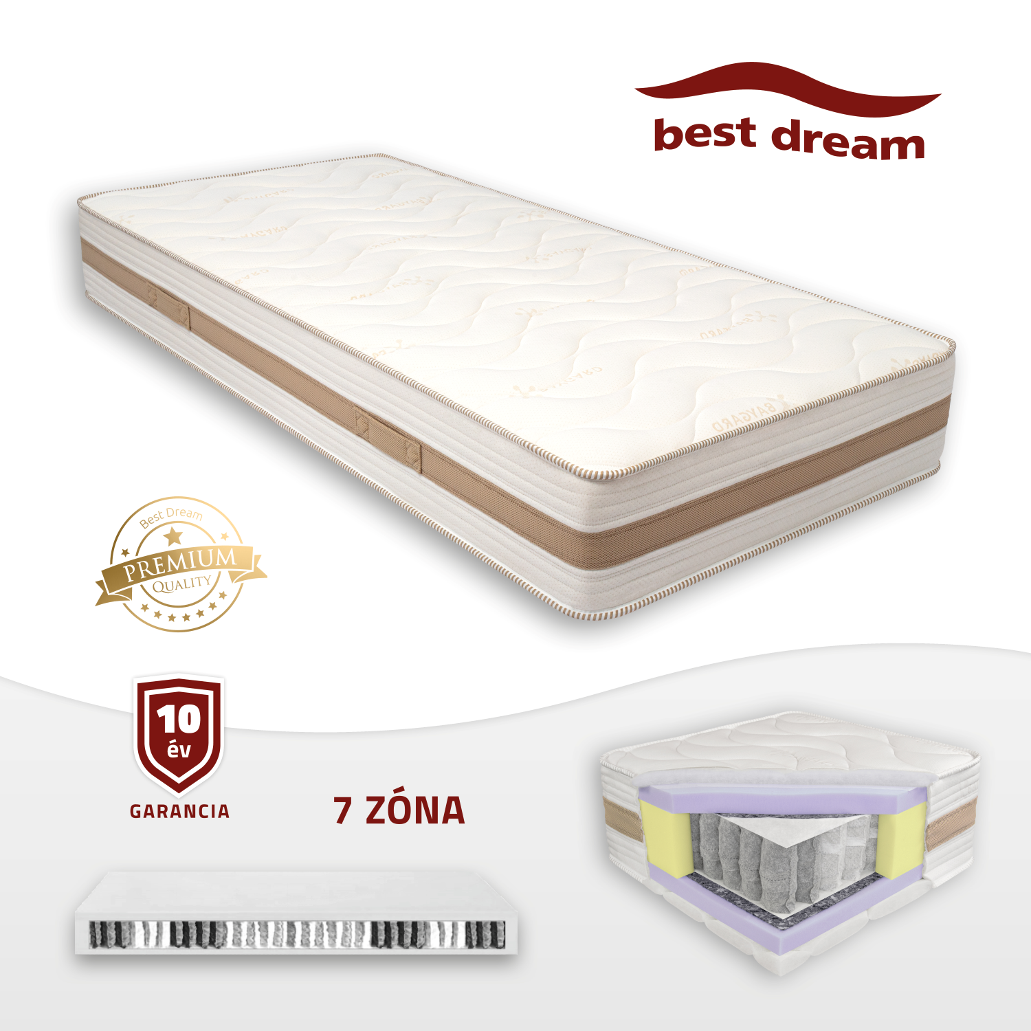 Best Dream PS 7 Zone 26 HD kemény táskarugós matrac