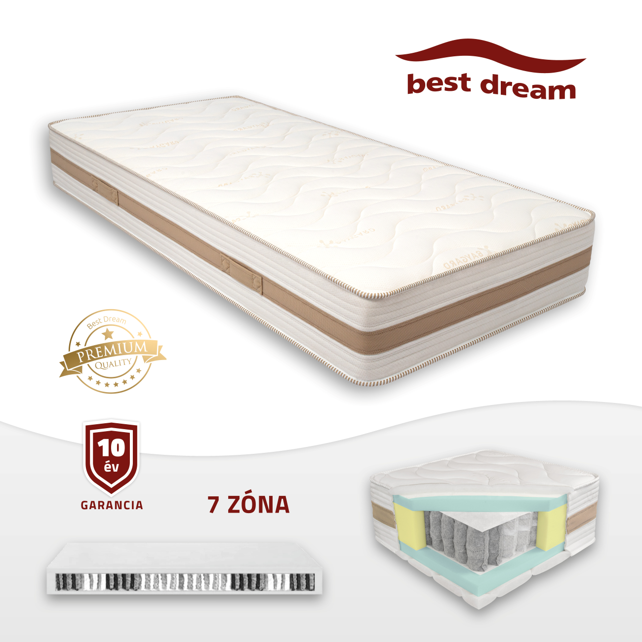 Best Dream PS 7 Zone 26 HR 26 cm félkemény táskarugós matrac